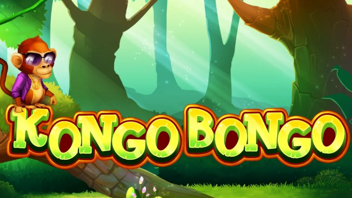 Cenário vibrante e temático da selva do slot Kongo Bongo