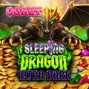 Cena atmosférica do slot Sleeping Dragon Ultra Dark com dragão e tesouros